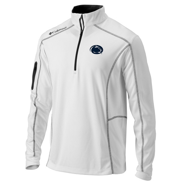 white 1/4 zip Omni-Wick long sleeve with Penn State Athletic Logo